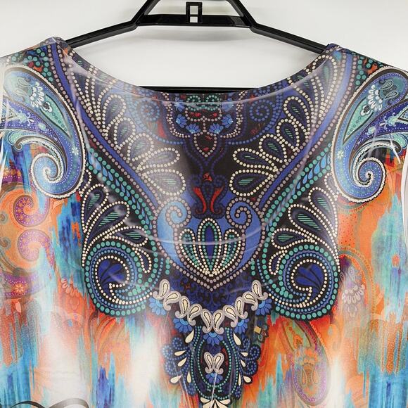 Unity World Wear Boho Sequin Top Sz 3X Y2K Paisley Festival Southwest Hippie - Picture 9 of 11